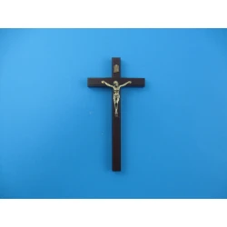 Krzyż drewniany mahoń na ścianę 16 cm Frez